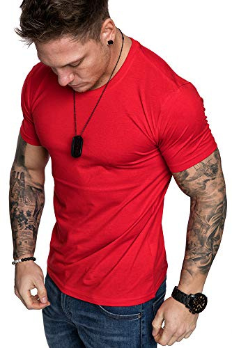Amaci&Sons Oversize Herren Slim-Fit Crew Neck Basic T-Shirt Rundhals-Ausschnitt 1-0007