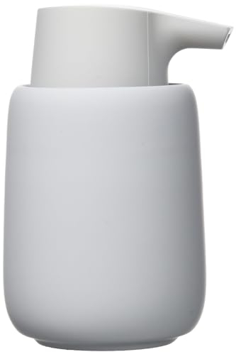 Blomus -SONO- Seifenspender aus Keramik, Microchip, Seifendosierer, edle Optik, mattiert, hochwertige Verarbeitung, exklusives Badaccessoire H 14 cm, T 9,5 cm, Ø 8,5, V 0,25 l