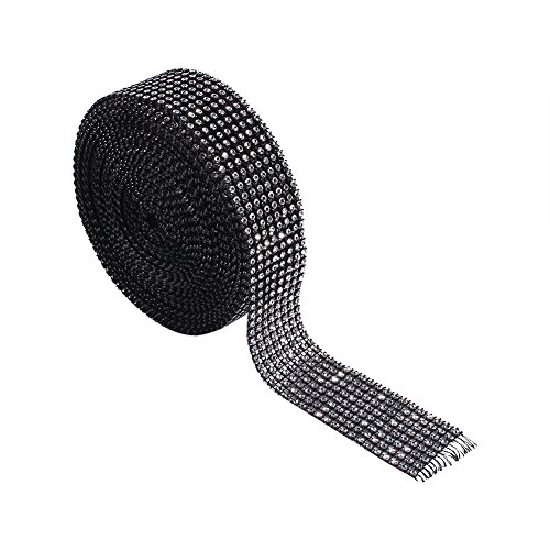 8 Reihen 10 Yard Diamond Mesh Wrap Rolle funkelnden Kristall Ribbon Acryl Ribbon für Hochzeitstorten DIY Kunsthandwerk Dekorationen(Schwarz)