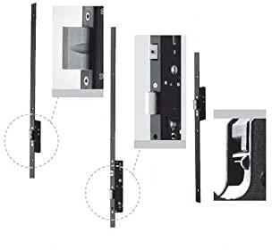 Art. 7235013508 INFILAR LOCK ;PERFORM; MULTIPUNT Ambidextrous gear; reversible latch with roller or cap (not included) Front U-steel 24x6 painted black Contoured cylinder not included - E - 35 - Hand