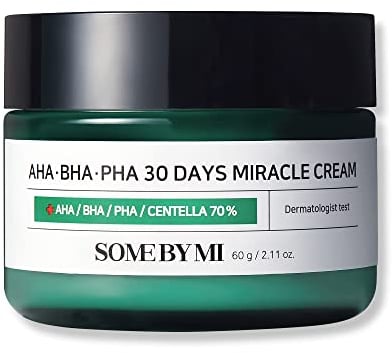SOME BY MI AHA BHA PHA 30 Days Miracle Cream – 60ml – Milde Salicylsäure- & Centella-Creme für tägliche Beruhigung & Porenpflege – Koreanische Hautpflege