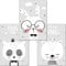 artpin® 3er Set Poster Kinderzimmer Deko - Bilder Babyzimmer DIN A4 - Wandbilder Mädchen Junge Schwarz Weiß Grau - Kinderposter Panda Bär Hase Wolken (P46)
