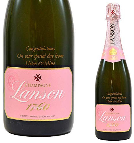 Personalised Rose Champagne Bottle Engraved Gift Birthday Anniversary Wedding Retirement Gold 1 x 75 cl