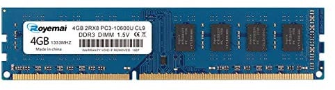 4GB DDR3 10600 RAM, 1333 PC3-10600U 2Rx8 240-Pin DIMM CL9 1,5V Desktop Arbeitsspeicher Memory Module Upgrade