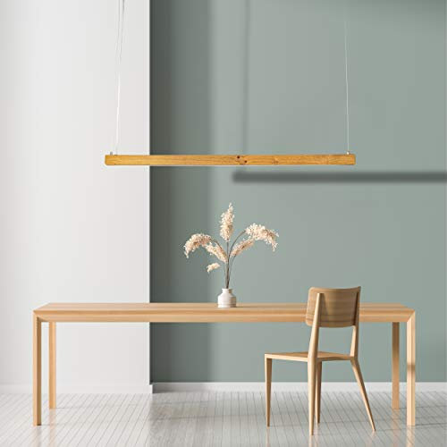 Denidro Lights - Hängelampe Romin - LED Esstischlampe aus Wildeiche - Breite: 100 cm - Stufenlos dimmbar - Warmweißes Licht