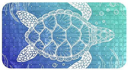 Badewannenmatte Schildkröte unter Wasser Duschmatte Antirutschmatte Badematte Mit Saugnapf und Ablaufloch Sicher rutschfest für ältere Menschen und Kinder 37.5x68.5 cm