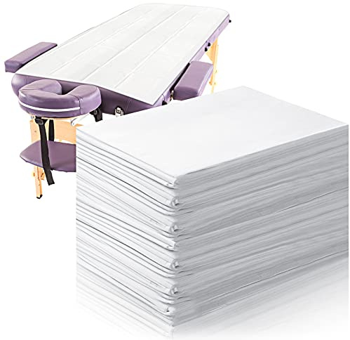 Tatuo 50 Pieces 31 x 70 Inches Disposable Bed Sheets Waterproof,White