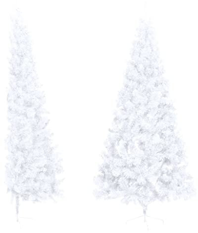 vidaXL Albero di Natale Artificiale a metà Supporto Decorazioni Natalizie Illuminazione Addobbi Feste FESTIVITÀ Invernali Bianco 210 cm in PVC