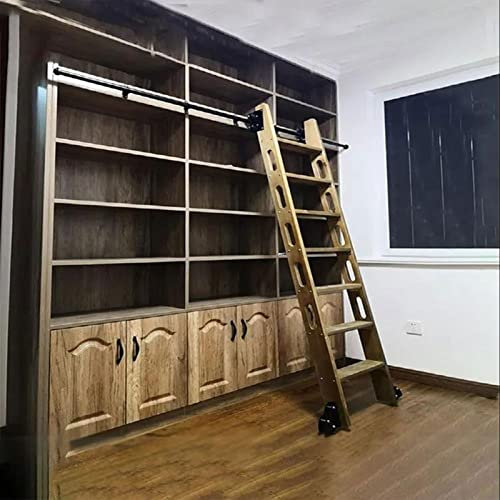 Set Di Scala Della Libreria Del Fienile Scorrevole Biblioteca per hardware ladder rotolante Kit hardware Scaletta scorrevole Pista rotonda / ferroviaria (nessuna scala), con ruote a rulli da pavimento