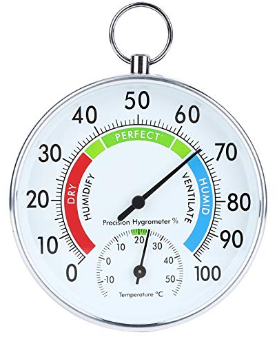 EVTSCAN Thermomètre hygromètre analogique d'intérieur de 4 pouces, avec anneau et trou de suspension murale, haute précision, pour cave à vin incubateur à effet de serre