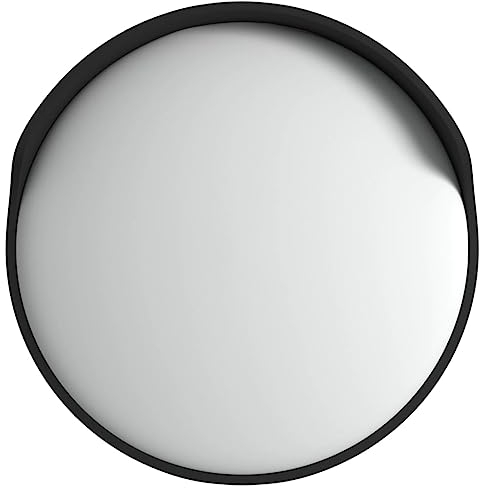vidaXL Verkehrsspiegel, Verstellbar Konvexspiegel Spiegel, Sicherheitsspiegel für Garagen Einfahrten, Panoramaspiegel Outdoor, Schwarz Ø45 cm Polycarbonat