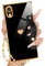 Petitian for iPhone XR Case Stand/String, Luxury Cute Women Girls Heart Electroplated Designer Phone Cases for XR, Black