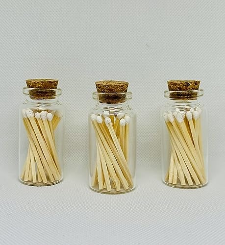 3X Small White Tip Matches in a Jar with Striker on Base, Matches for Candles, Wedding Matches, White Matches (3X Jars with Striker)