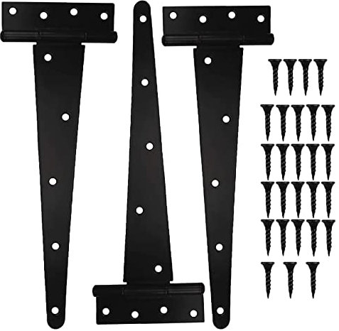 YIPUETERNITY 3 Pack T Strap Hinges, 14 Inch 360mm Heavy Duty T Hinge, Metal Shed Tee Hinges, Black Gate Hinges with Screws for Shed Door,Garden Gate, Wooden Gate, Barn Door, Fence,Windows (14 Inch)