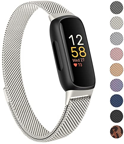 Oumida Armband Kompatibel mit Fitbit Inspire 3 Armband für Damen Herren, Prämie Edelstahl Metall Ersatzarmband mit Starker Magnet Uhrenarmbänder für Fitbit Inspire 3, Sternfarbe