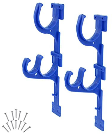 2 ganchos para colgar postes de piscina, soporte de plástico con tornillos para piscina al aire libre, postes telescópicos, cepillos, mangueras de jardín, barra de plástico ajustable