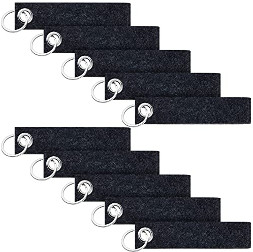 Nuenen 40 Stück Filz Schlüsselanhänger Schlüsselring mit Filzanhänger 13 x 3 cm Filz Schlüsselbänder für Basteln DIY Auto Schlüssel Geschenk Schule Wohnung Büro(Dunkelgrau)
