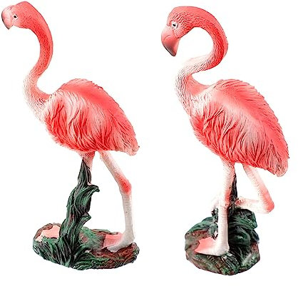 Yardwe 2 Pièces Ornement Flamant Rose Déco De Jardin pour L'extérieur Statue De Flamant Rose en Céramique Figurine Flamant Rose en Porcelaine Flamants Roses Antique Pupitre Résine Banquet