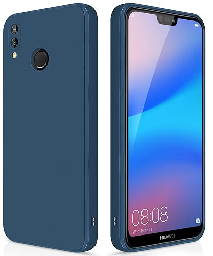 GiiYoon Hülle Kompatibel mit Huawei P20 Lite, Hochwertiges Liquid Silicone Case, Rundumschutz Handyhülle, Kratzfestes Weiches Mikrofaserfutter- Blau