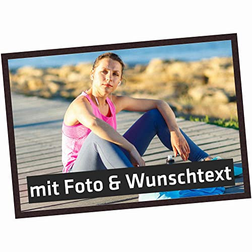 INDIGOS UG - Fussmatte außen personalisiert - Bedruckt 60x40 cm - mit Wunschtext und Foto individuell beschriftet - Fußabtreter - Türmatte - Schmutzfangmatte für Tür und Hausflur mit Gummirand