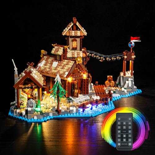 Fernbedienung Licht-Kit für Lego 21343 Wikingerdorf (Nicht Lego), Led Beleuchtungs Set für Lego Viking Village Kreative Spielzeug