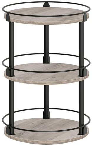 YATINEY Gewürzregal, 3-stufiger drehbarer Organizer, kreisdrehbares Lagerregal, kompakter Gewürzhalter mit Drehscheibe, für Küchentheke, Esstisch, Schminktisch, Büro, Greige und Schwarz XSR23BG