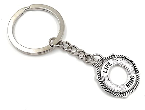 Onwomania Rettungsring Lebensretter Rettungsschwimmer Schlüsselanhänger Metall Glücksbringer in Alu Geschenkbox, ideal zum Verschenken