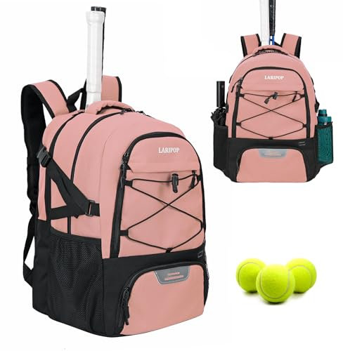 LARIPOP Tennistasche, Tennisrucksack für Damen und Herren, 2 Schläger mit separatem Schuhfach für Pickleball-Tennis-Badmintonschläger