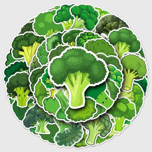 50 Stück Brokkoli Aufkleber Auto Laptop Telefon Gitarre Skateboard Motorrad Fahrrad Broccoli Stickers Set Vinyl Wasserdicht Aesthetic Aufkleber für Jugendliche Kinder Erwachsene
