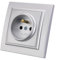 Enchufe de pared empotrado, enchufe estándar, enchufe de pared interior, 250 V CA 16 A, toma de tierra, enchufe francés, color plateado EP-09