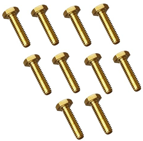M6 x 25mm Solid Brass Hex Bolts Fully Threaded Hexagon Screws DIN933 (pack of 10)