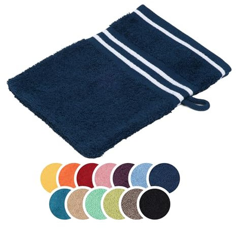 liebling Waschhandschuh Baumwolle, Serie Santos, 500 gr. / m², 16 x 21 cm, Ökotex, 60 Grad, saugstark, schnelltrocknend, Farbe: dunkelblau