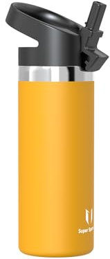 Super Sparrow Water Bottle Insulated - 500ml - Wide Mouth Metal Bottle - Wide Mouth SwivelSip Flask - BPA Free, Leak Proof - Ergonomic Straw Water Bottles for Work, Gym, Travel, Sports