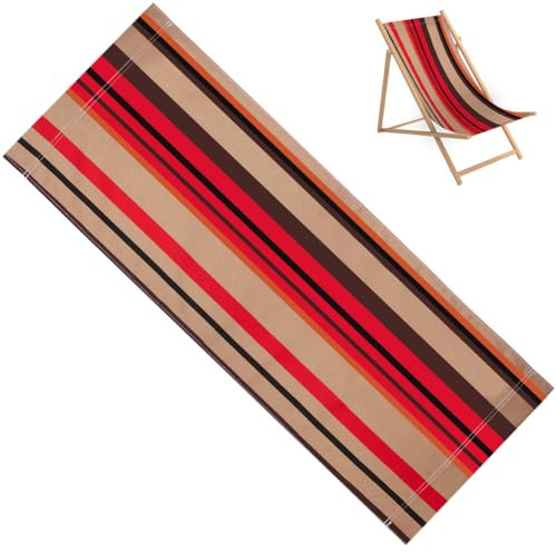 GORGECRAFT Ersatzbezug Für Strandstühle Kräftiges Holz Orange Schwarze Streifen Sling Stühle Segeltuch 113x43cm Faltbarer Lounge/Liegestuhl Stoffbezug Für Terrasse Outdoor Sonnenbaden Garten Innenhof