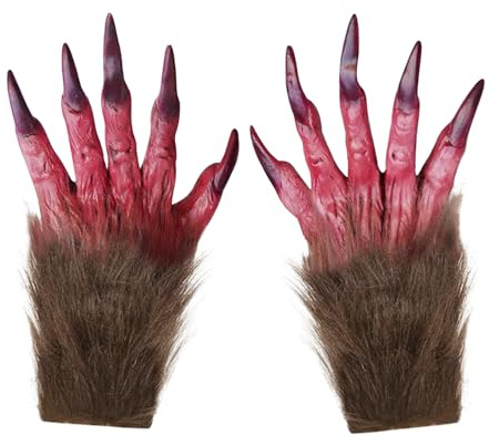 YJZQ Halloween Werwolf Handschuhe Realistische Wolfsklauen Handschuhe Pelzige Tierhandschuhe Gruselige Zombie Handschuhe Vampir Handschuhe für Halloween, Cosplay, Karneval