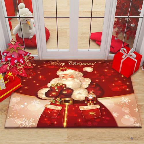 Weihnachten Fußmatte, Weihnachtsmatten, Weihnachtsteppich Matten, Weihnachten Home Tür Fußmatten, Rutschfest Waschbar Weihnachtsteppich, Fußabtreter für Wohnzimmer Schlafzimmer Badezimmer Küche