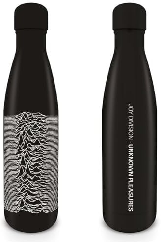 Joy Division - Botella de metal para bebidas (en caja) - Botella oficial de acero inoxidable, doble pared para aislamiento, diseño icónico, en caja de regalo, ideal para viajes o uso diario, fans de