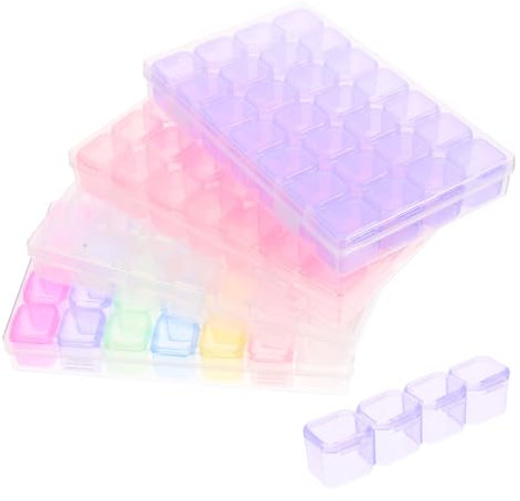 Lurrose 4pcs 28 Grid Storage Box Skin Care Containers Grid Case Beads Holder Makeup Container Sticker Storage Organizer Makeup Storage Case Elizabeth Ward Bead Storage Containers Pp