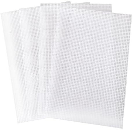 4 Pcs Plastic Mesh Canvas Sheet Square Cross Stitch Plastic Meshes Blank Rug Hooking Mesh Canvas Mat for DIY Crafts Embroidery Knit