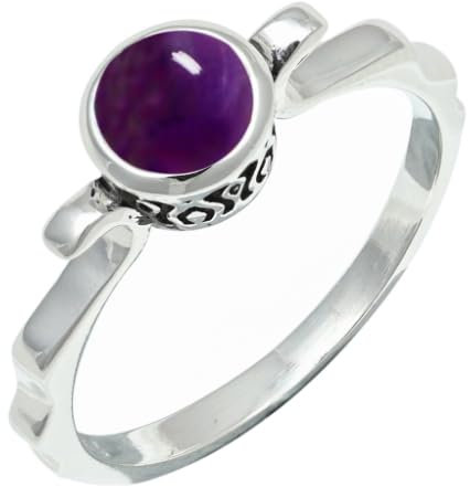 JEWELSTREZORO Cabochon-Amethyst Edelstein Bandring Sterling Silber Ring Herren & Damen Bandring Geschenkartikel Handgefertigter Schmuck TSR1232BW_23 (69 (22.0))