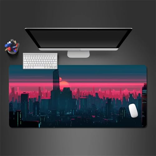 Tappetino Mouse XXL Gaming 1200x600x3mm Tappetino Mouse,con Base in Gomma Antiscivolo,Controllo Preciso del Mouse Migliora la Velocità e la Precisione,Mousepad per Tastiera,PC - Città degli Anime