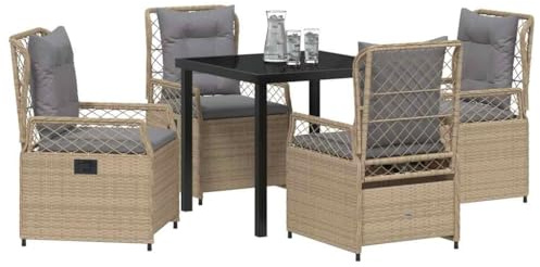 vidaXL Verstellbare Relax-Schaukelstühle 2er Set Beige Poly-Rattan mit Verstellbaren Kissen - Bequeme Sitzgelegenheit für Gartenmöbel, Essgruppe, Terrasse, modernes Deck, Hinterhof oder Veranda.