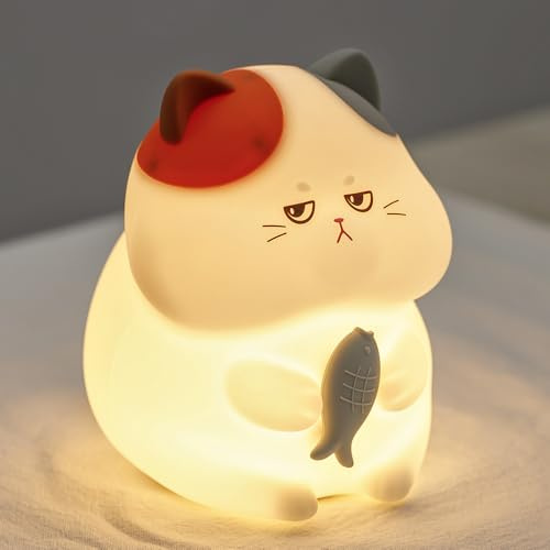 Veilleuse LED rechargeable en forme de chat - 7 couleurs avec 3 niveaux - Intensité variable - Minuterie tactile pour chambre à coucher, décoration d'intérieur - Cadeau mignon pour filles, garçons et