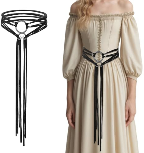 Abeillo Langer Seilgürtel, Mittelalterlicher Wikinger-Troll-Kreuzgürtel für Frauen, Ren Faire-Gürtel, Hexen-Seilgürtel, mittelalterliche Accessoires für Frauen