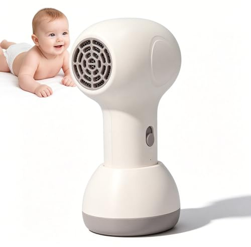 Cordless Hair Dryer for Baby, Low Temperature Mini Blow Dryer | 2 Speeds Portable Travel Design, Gentle Airflow Mini Hair Dryer Small Dryer for Infant Delicate Skin(Cream + Brown)