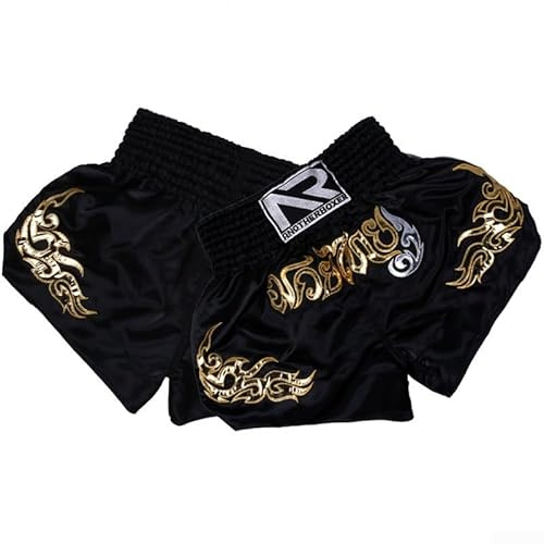 Anotherboxer Damen Boxshorts MMA Muay Thai Fight Training Shorts für Männer und Frauen Elastische Taille Atmungsaktive Kickboxen Ausrüstung in Hellblau, Rot, Rosa, Weiß, Schwarz (L Schwarz)