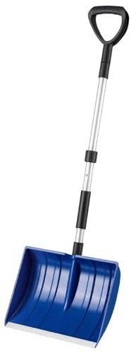 GOPLUS Schneeschaufel, Schneeschieber breites 405 mm, 122 cm Langer Schaufel Winter mit Aluminiumstiel und D-Grip, Schneeräumer robust für Einfahrt, Gehweg & Bürgersteig, Blau