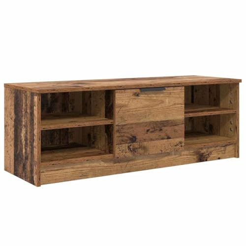 Foknhdi TV-Schrank Altholz 102 x 35 x 36,5 cm Holzwerkstoff Lowboard mit 1 Tür 2 Regalen bis 60 kg Modernes Design Robustheit und Langlebigkeit für Wohnzimmer Schlafzimmer & Flur