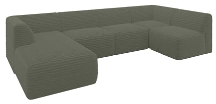 ALTDECOR Ecksofa in U-Form Corner Sofa Bett Eckcouch Couch L-Form Wohnlandschaft Cauchsofa MOVO 345x180x78 Olivgrün