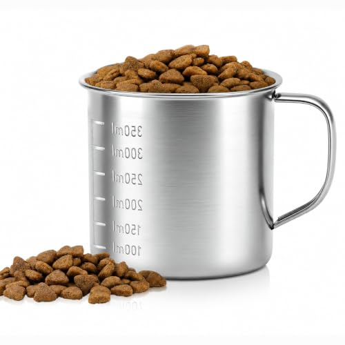 Dog Food Measuring Cup, Stainless Steel Dog Food Scoop with Handle